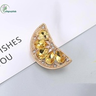 STHB Yellow Lemon Shape Crystal Brooch Gold Tone Rhinestone Pin Glamorous Accessory for Evening Dinn
