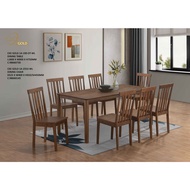 1+ 8 Seater Square Design Wood Dining Set Kayu High Quality Turkey Fabric Chair / Dining Table / Din
