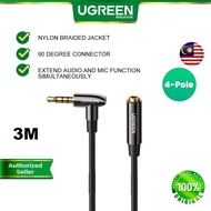 UGREEN 3.5mm Extension Cable TRRS Headphone Male to Female 4 Pole Aux Audio Mic Extender Mini Jack Stereo Cord Angled Compatible with Gaming Headset Earphone Switch Lite PS4 TV PC Car Speaker