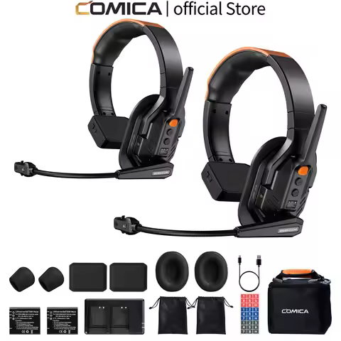 COMICA Seekcom S1 2.4GHz Full-Duplex Wireless Intercom System with Noise Cancellation Intercom Heads