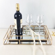 Ornaments Tray Makeup Fruit Plate Metal Storage Box Female Crafts European Style Electroplating Mirr