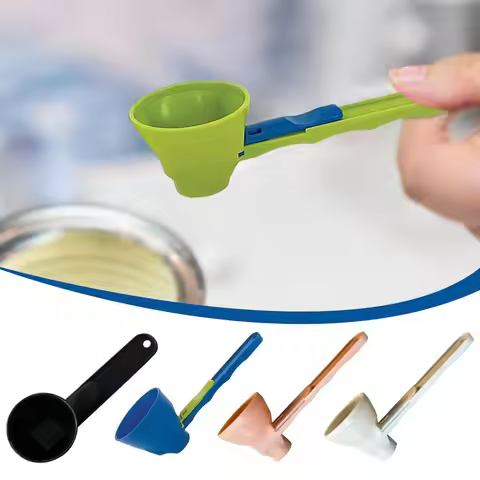 Flling Coffee Scoop Funnel Reusable 2 in 1 Sliding Design Sliding Scoop Funnel Plastic Powder Funnel