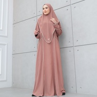 hk3 Gamis Syari Remaja set Khimar Crinkle Airflow Kekinian Terbaru