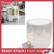 henye 9.9-14.3Lbs Rice Dispenser  6 Grid Kitchen Food Storage Container 360° Rotation Dry with Measu