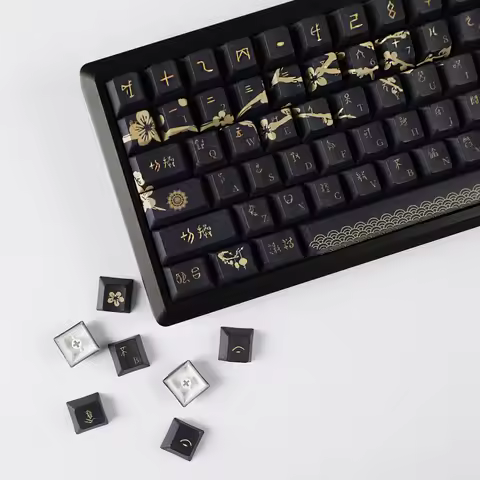 120 Keys Dawn Black Gold Theme Keycap Dye-Sub Top print PBT Cherry Profile Suitable For MX Switches 