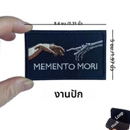 "Never Say Die""Memento Mori" แพทช์ผ้าApplique Skullเย็บปักถักร้อยMoral Badgeทหารยุทธวิธีสัญลักษณ์กร