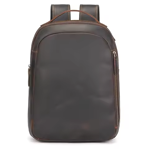 Retro Genuine Leather Schoolbag Backpack Bagpack Crazy Horse Leather Daypack Multifunction Men Bags 