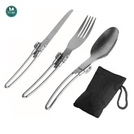 Stainless steel tableware Three piece camping foldable spork portable tableware Outdoor tableware se