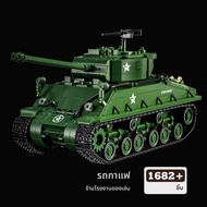 WWII US Army M4 Tank Building Blocks ปริศนาของเล่นสะสม M26 Panzer MOC อิฐทหารชุดผู้ใหญ่เด็กของขวัญวั