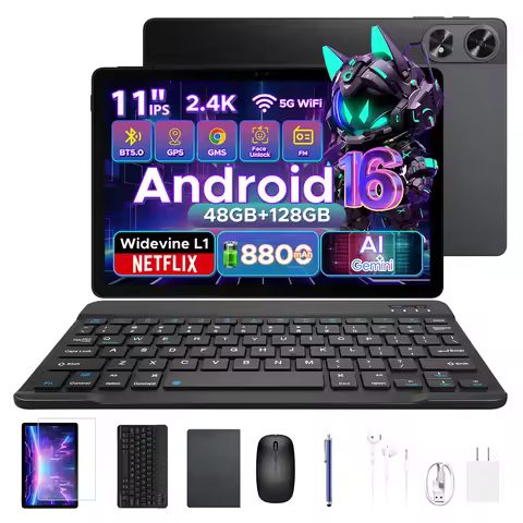 POCKAM P11 Pro Android 16 Tablet 11 Inch Tablet 2.4K FHD+ 90Hz Display 48GB RAM 128GB ROM 8800mAh Ba