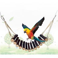 F-14 Parrot Ladder Soft Rope And Natural Wood Can Be Hung On A Cage 13-Step Length 50 Cm Width 10 Cm