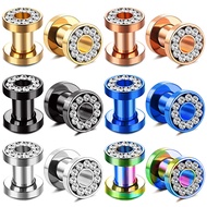 6Pairs 00Gauges Ear Tunnel Expander Earrings Stainless Steel With Ziecon 0G Ear Plugs Earrings 2G Ea