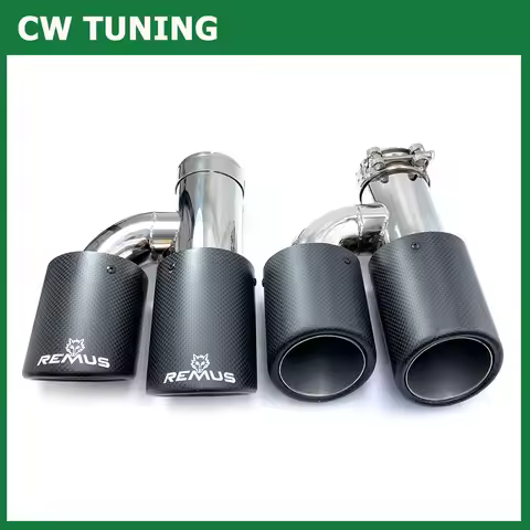 High Quality 2Pcs H Style Universal Dual Matt Carbon Fiber Exhaust Tip Stainless Steel Modified Exha