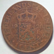 Uang koin kuno 1 Cent Nederlandsch Indie Tahun 1920 ( b )