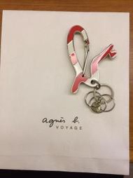 agnes b. 小b-logo紅白格紋掛勾鑰匙圈