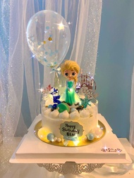 Elsa 冰雪奇緣閃閃燈馬卡龍藍妹雜果蛋糕 Elsa蛋糕 小朋友生日蛋糕 冰雪奇緣蛋糕 情人節 兒童蛋糕 公仔蛋糕 兒童節蛋糕