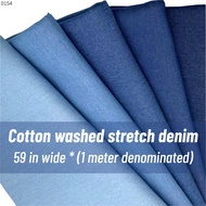 [1 Meter price] Cotton Washed Stretch Denim Fabric DIY Handmade /Jeans Fabric 59” - Kain Denim Cotto