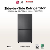 LG 655L Inverter Side by Side Fridge GC-B257KQJW | Essence Matte Black Peti Sejuk 冰箱