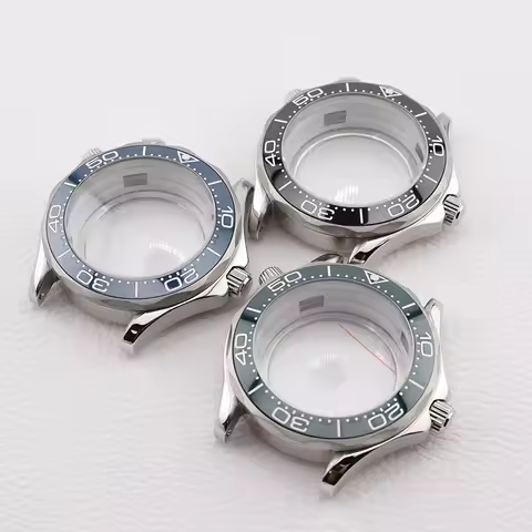 41mm Seamaster Watch Cases Stainless Steel Sapphire Glass Ceramics Bezel Insert for NH35 Seiko Mod R