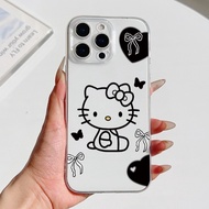 Hello Kitty black and white line draft phone case For IPhone 17 16 15 14 13 12 11 Pro max/Plus 17air