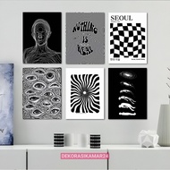 Aesthetic bedroom Wall decoration Minimalist black and white Wall Poster Display - Wall decor