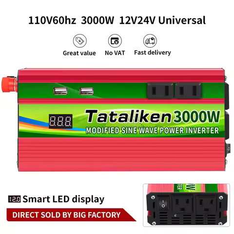 AC 110v DC 12v24v 1600W 2600W 3000W universal inverter peak power converter portable automatic loade