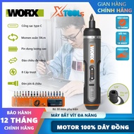 Máy bắn vít mini dùng pin WORX WX242 4V lực siết max 5N.m Máy vặn siết vít 7 cấp trượt kèm 30 đầu ví