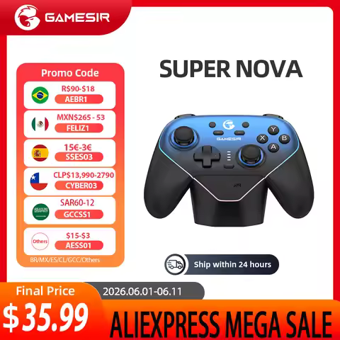 GameSir-T4n Pro Super Nova Wireless Controller Hall joystick for PC Steam Switch iOS Android with ch