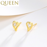 gold 916 original Heart-shaped stud earrings for women Non tarnish hypoallergenic Daily use