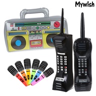 [mywish]Vintage Inflatable Portable Phone Toy Thickened PVC Reusable Simulated Radio Microphone Model Toy Retro Theme Party Photo Props