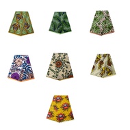 5.48 x 1.14m African Polyester Batik Printed Fabric Traditional Geometric Plant Flower Multicolor Co