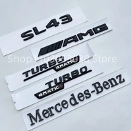 3D ABS Glossy Black Logo SL43 Emblem Letters Turbo 4MATIC Fender Badge AMG Sticker For Mercedes SL43