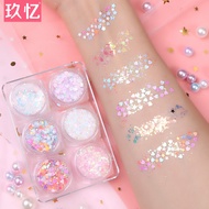 Jiuyi Six-Pack Glue-Free Sequin Gel Cream Children's Day Decorations Star Shining Glitter Powder 24.