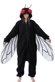 NAMHTOM Adult Black Fly Costume Onesie Fly Bug Pajamas Halloween Costumes Anime Cosplay pajamas for 