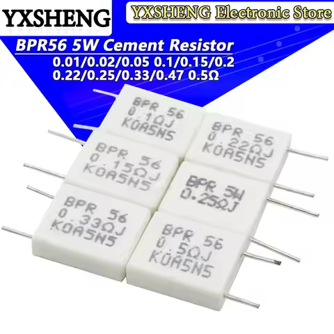 10PCS BPR56 5W 0.001 0.1 0.15 0.22 0.25 0.33 0.5 Ohm Non-Inductive Ceramic Cement Resistor 0.1R 0.15