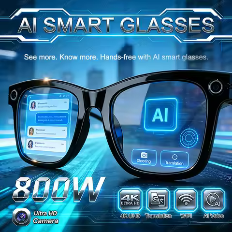 2026 New AI Smart Glasses GeminiAI Translation 8MP HD Camera 4K Shooting Image Recognition Listening