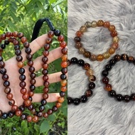 TASBIH GELANG BATU AKIK YAMAN HITAM 8MM / 10MM SULUH MERAH 99/100 BIJI SULAIMAN MADU AGATE 🔥🔥🔥