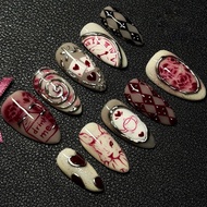 30pcs 3D Dreamy Rose Press on Nails Heart Animal Waves Fake Nails Ins Style Detachable False Nails Y