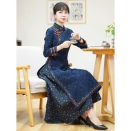 【艾莉时尚】Cheongsam Dress Plus Size Long Dress Long Sleeve Retro Chinese Dress Cheongsam Muslimah Qipao 