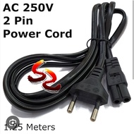 EU Plug 2 Pin AC Power Supply Cable Cord 1.25 Meters Lead Wire ...