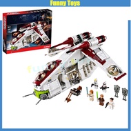 75021 Republic Gunship Building Blocks Obi-Wan Skywalker Space Armored Spaceship Gifts Toys for Boys