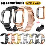 Same Color Case + Strap Compatible For Amazfit bip u pro, Amazfit GTS 4 Strap Amazfit GTS 3 , Amazfit GTS 2 , Amazfit Bip 3 pro Case , Amazfit BIP U,BIP lite , Amazfit Bip 3 Strap Staineless Magnetic metal Strap Full Covered Plated Amazfit GTS 4 mini Case