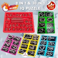[EASY] Education Toy Butebuy Metal Wire Puzzle Metal Baffling Puzzle 30 In 1 / 8 In 1 IQ Test Unlock