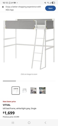 IKEA VITVAL Loft Bed Frame + mattress
