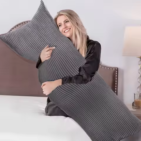Striped Corduroy Body Cushion Cover 50x70CM 50x100CM 50x120CM Plush Isometric Bedding Long Pillow Ca