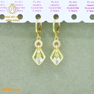 Bông Tai Nữ Đính Đá Dáng Dài Khuyên Tai Titan Xi Mạ Vàng 24k - Trang Sức Hava Hong Kong