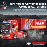 WLtoys 6408 1/64 4WD RC Container Tractor Trailer Truck 2.4G 3 Speed Full Proportional LED Horn Soun