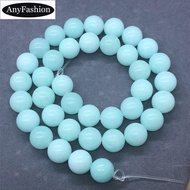 Natural Smooth Blue Amazonite Bead Round Loose Stone 4-12mm DIY Making Bracelet