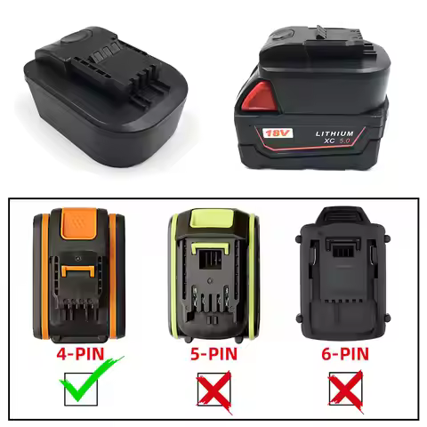 for Milwaukee 18V battery to orange worx 4pin 20Vmax tool Hydroshot drill driver Hedge Trimmer Blowe