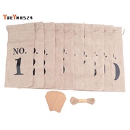 10Pcs Burlap Wine Bags with Tags for Blind Wine Tasting, Numbered Hessian Cloth Glass Bottle Gift Ba